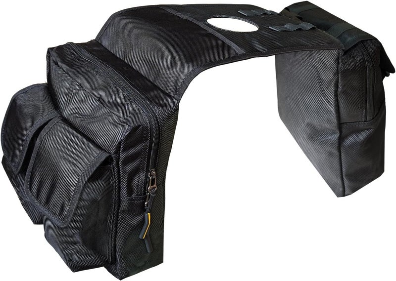 Larswon Universal Water-resistant ATV Tank Bag - Heavy-Duty Motorcycle Saddle Storage Compatible with Sportsman, Grizzly, KingQuad & Most ATV/UTV/Snowmobile Accessories Black - Image 3